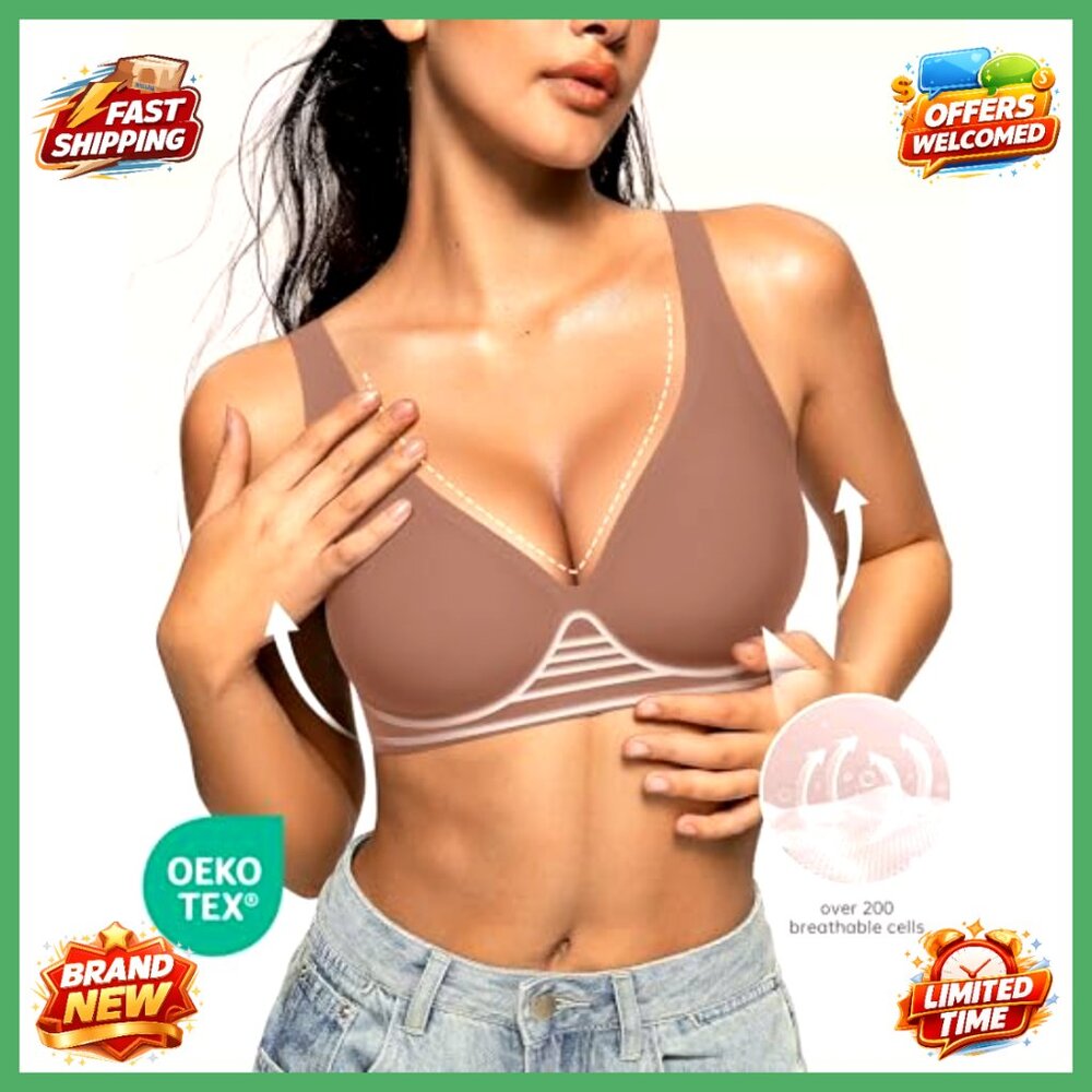 Wireless Deep V Bra Seamless Supportive Comfortab… - image 2